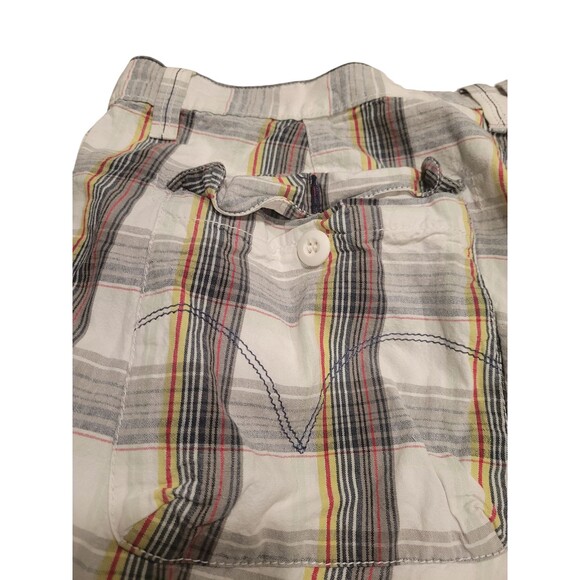 SilverTab Shorts Mens 42 Cotton Plaid White Navy Yellow Red Casual Lightweight - Picture 1 of 8
